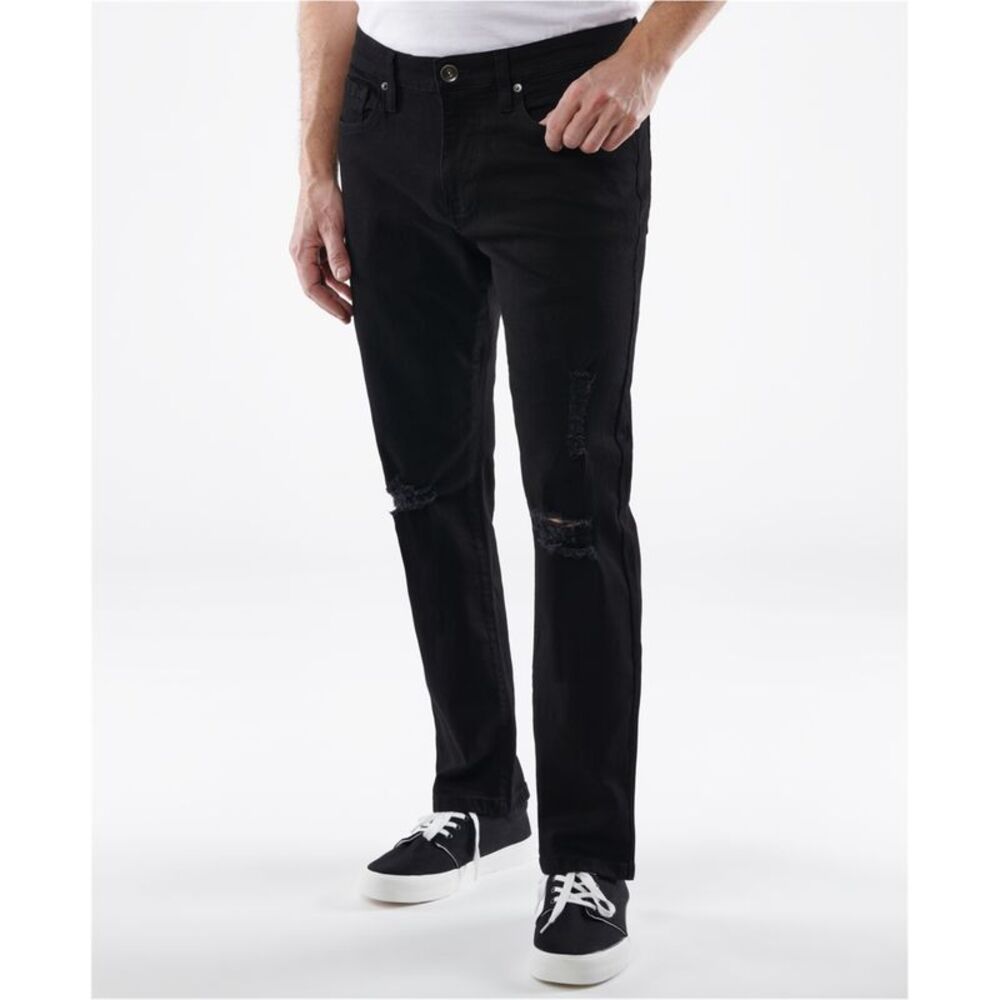 LAZER Mens Denim Tapered Slim Jeans, Black, 30W x 32L, DM